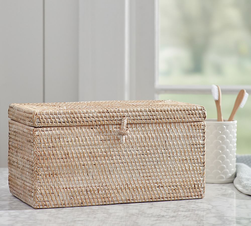 Tava Handwoven Rattan Bathroom Accessories Pottery Barn