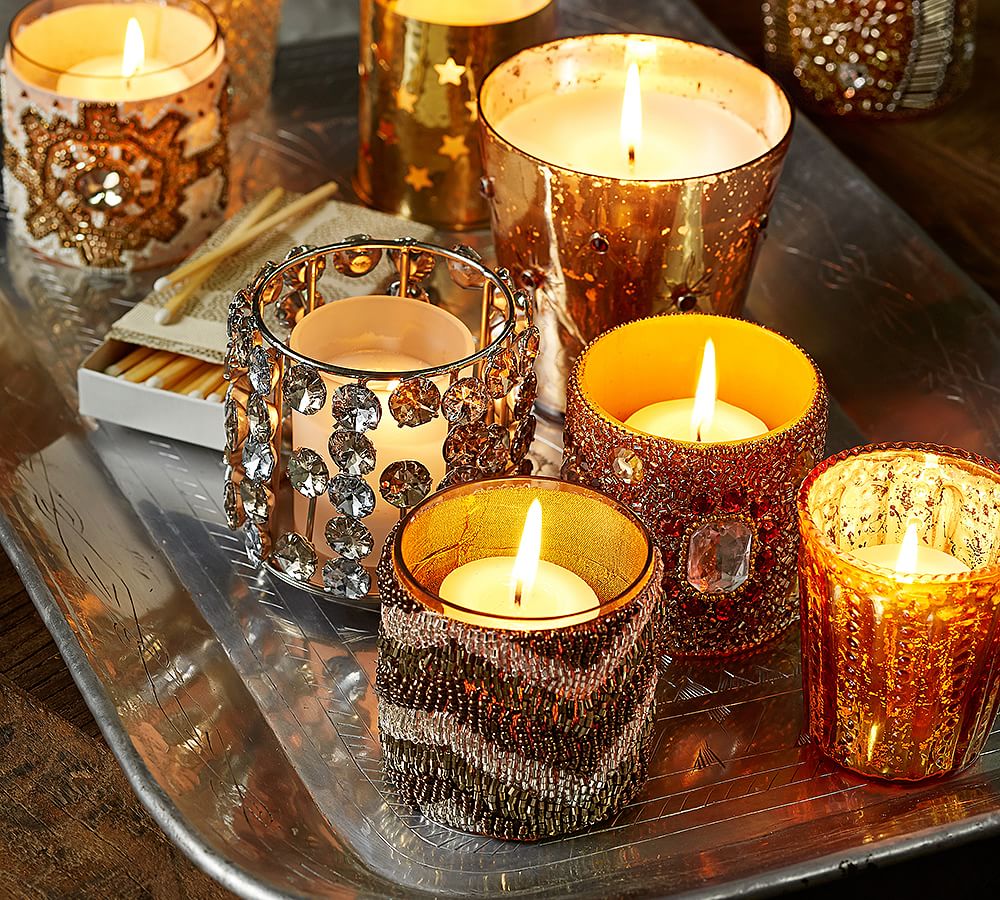 Mercury Glass Votive Cups Set of 4 Candle Holder Pottery Barn