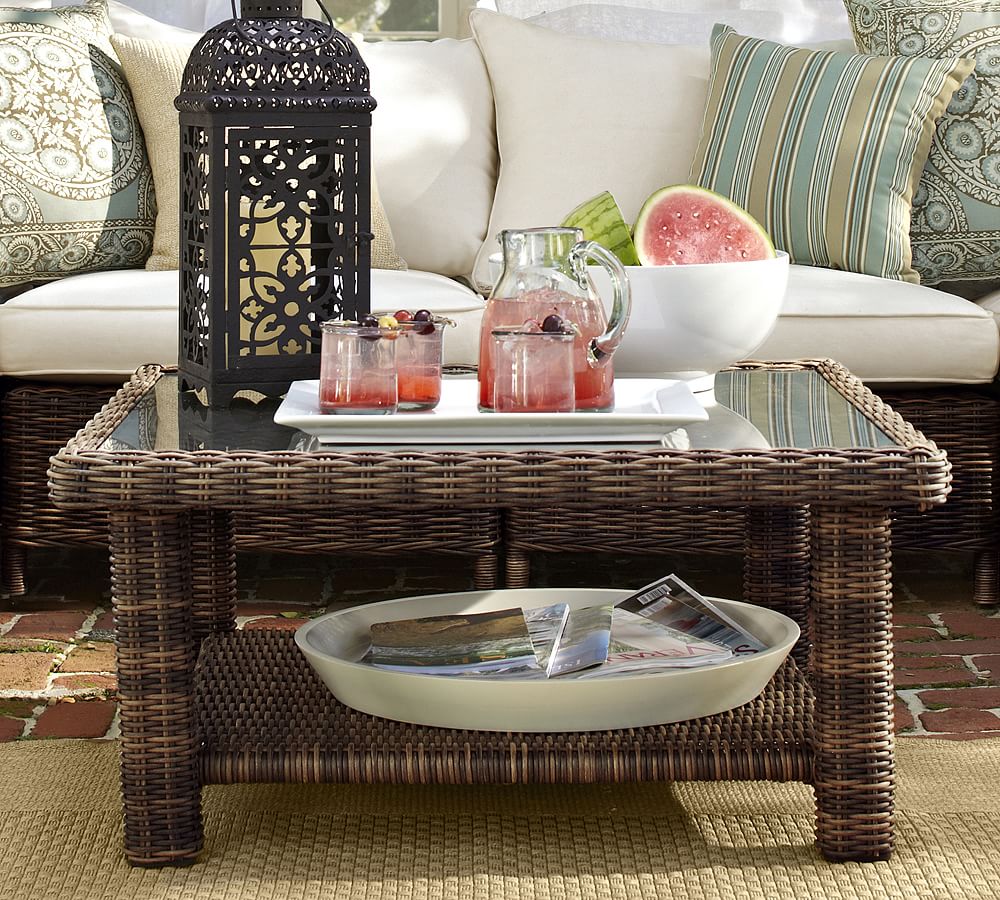 Torrey AllWeather Wicker Outdoor Coffee Table Espresso Pottery Barn