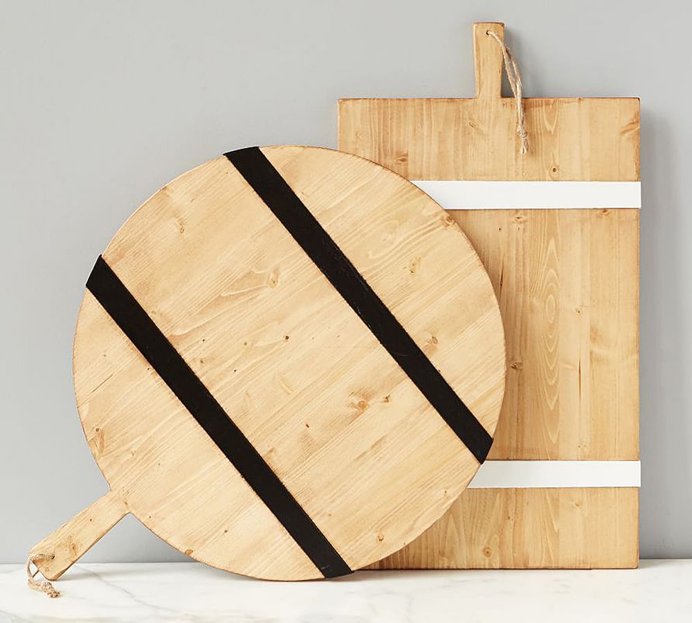 Black Striped Reclaimed Pine Wood Pizza Paddle Pottery Barn