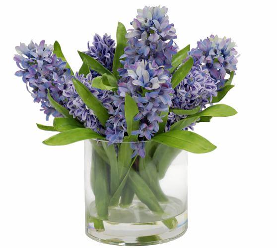 Faux Hyacinth in Cylinder Glass | Artificial Flowers | Pottery Barn