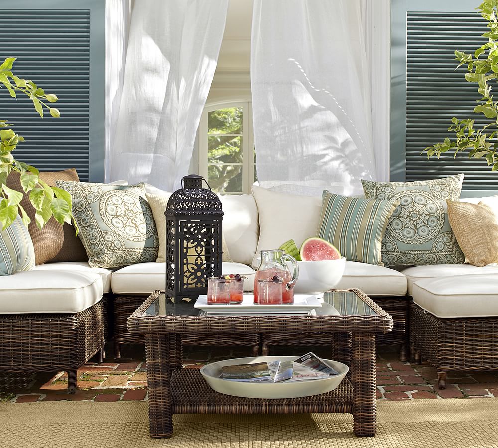 Torrey AllWeather Wicker Outdoor Coffee Table Espresso Pottery Barn