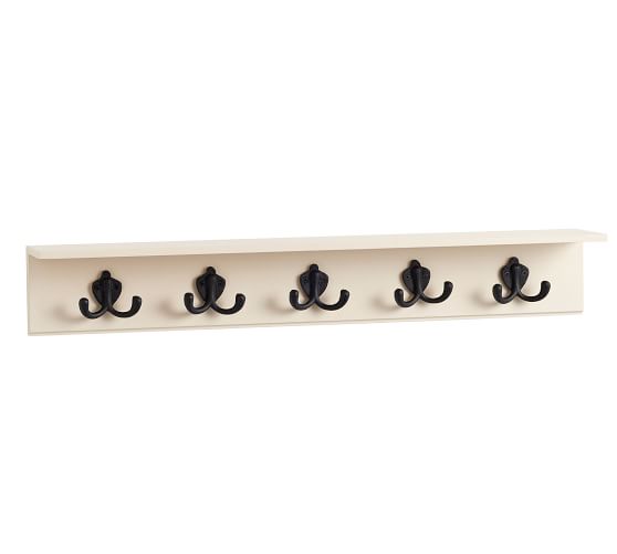 Wade Entryway Shelf with Row of Wall Hooks - White | Wall Organizers ...