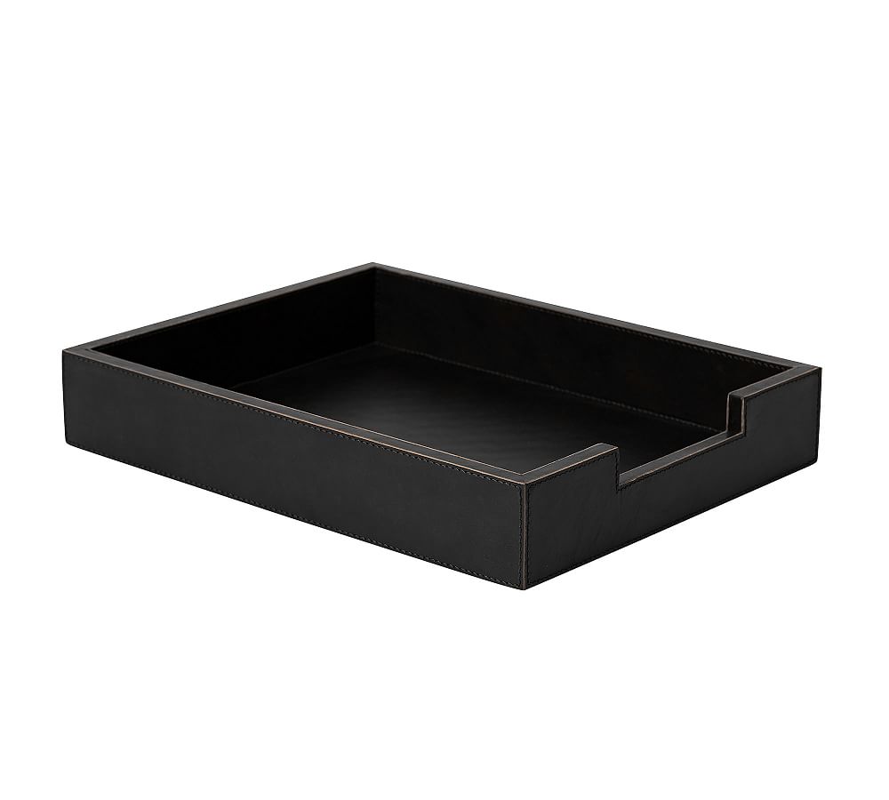 Gia Leather Desk Accessories Black Office Accessories Pottery Barn