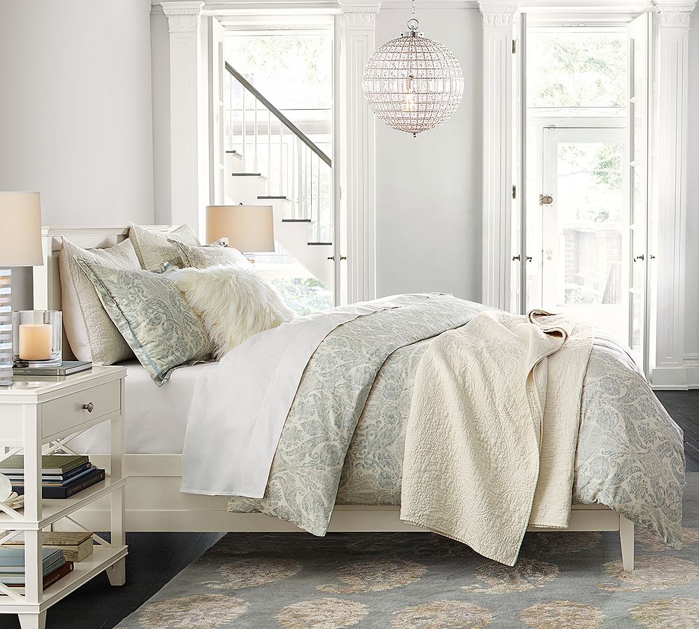 Samantha Damask Sateen Patterned Duvet Cover & Sham Pottery Barn