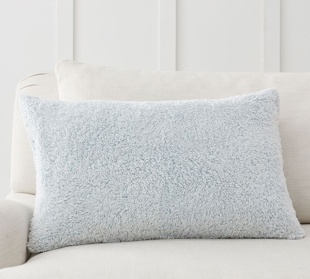 Chambray Linen Sherpa Back Lumbar Throw Pillow Cover | Pottery Barn