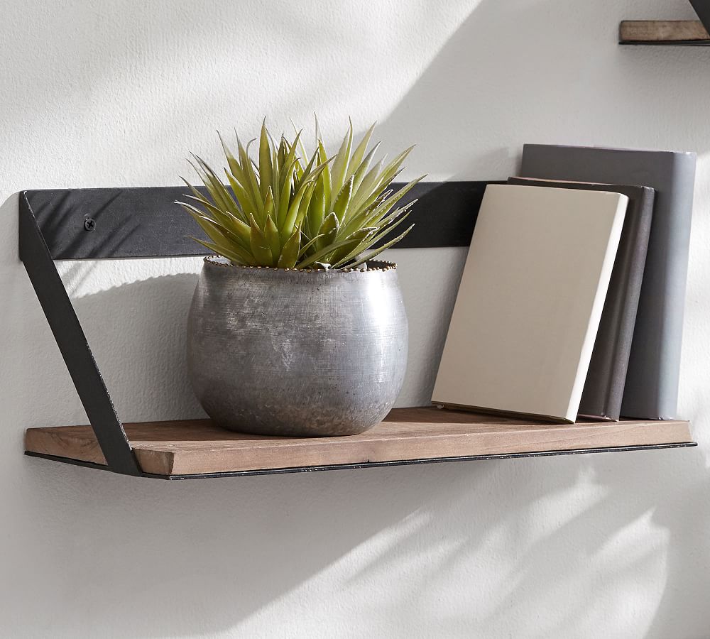 Trenton Aged Wood & Iron Shelves Pottery Barn