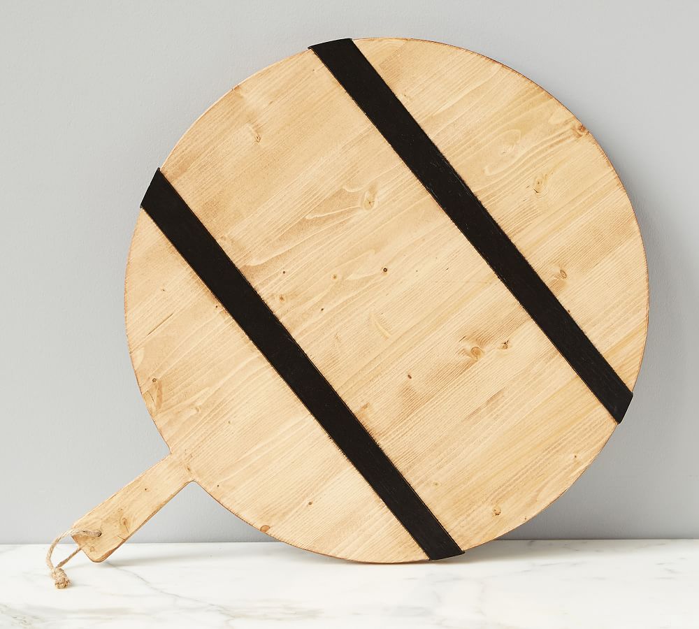 Black Striped Reclaimed Pine Wood Pizza Paddle Pottery Barn