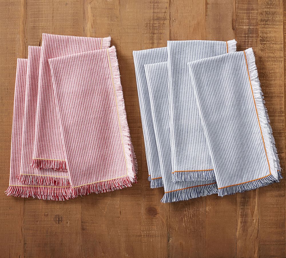 Paige Striped Fringe Cloth Napkins Pottery Barn