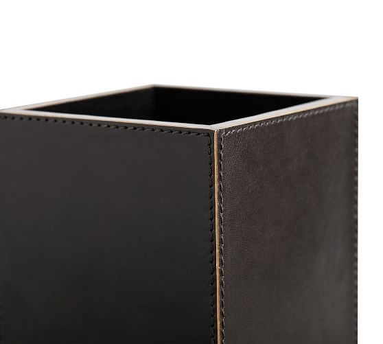 Gia Leather Desk Accessories - Black | Office Accessories | Pottery Barn