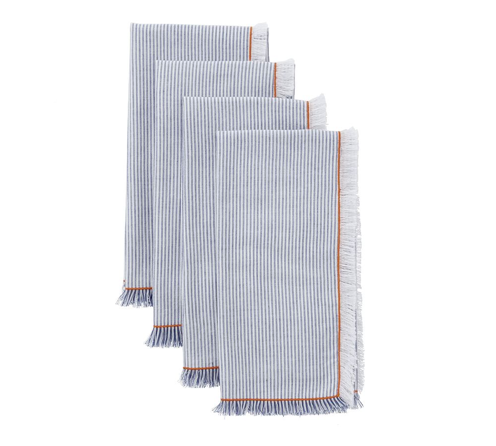 Paige Striped Fringe Cloth Napkins Pottery Barn