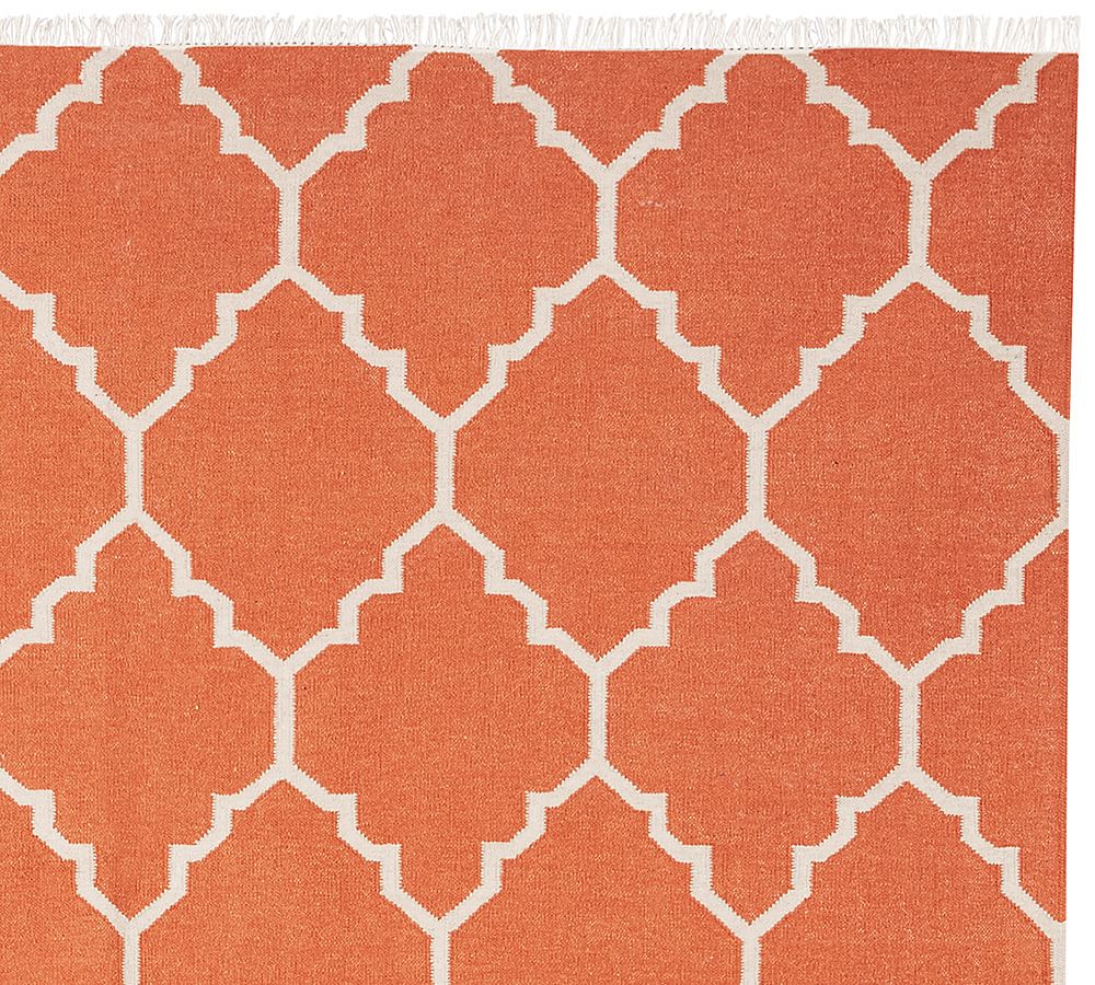 Orange Natalie Dhurrie Rug Patterned Rugs Pottery Barn