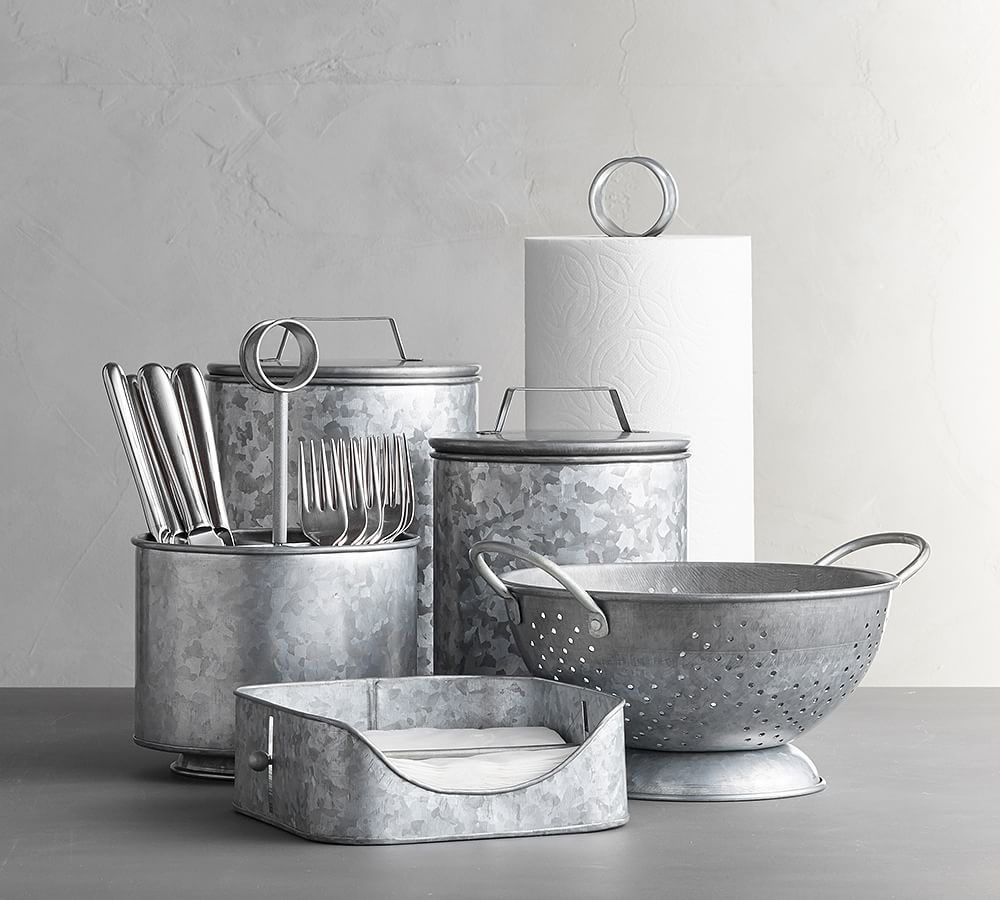 Galvanized Metal Paper Towel Holder Kitchen Accessories Pottery Barn