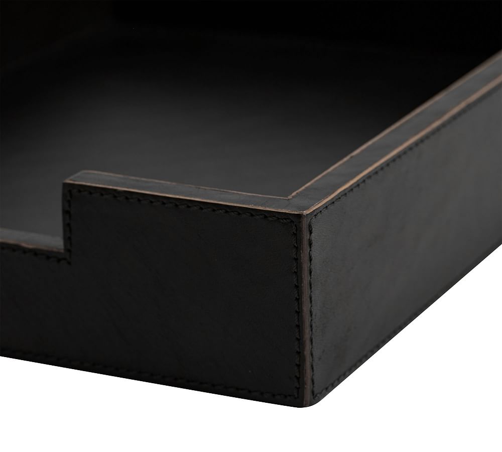 Gia Leather Desk Accessories Black Office Accessories Pottery Barn