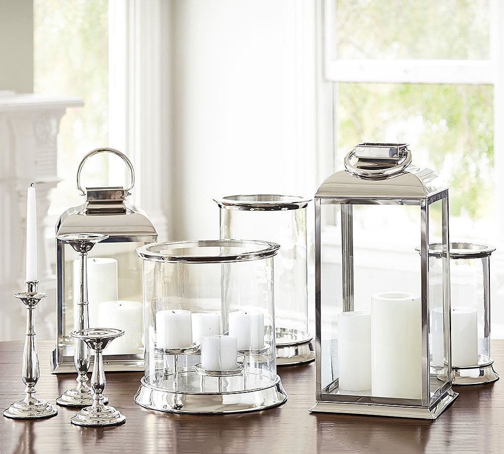 Arlington Nickel MultiPillar Hurricane Candle Holder Pottery Barn