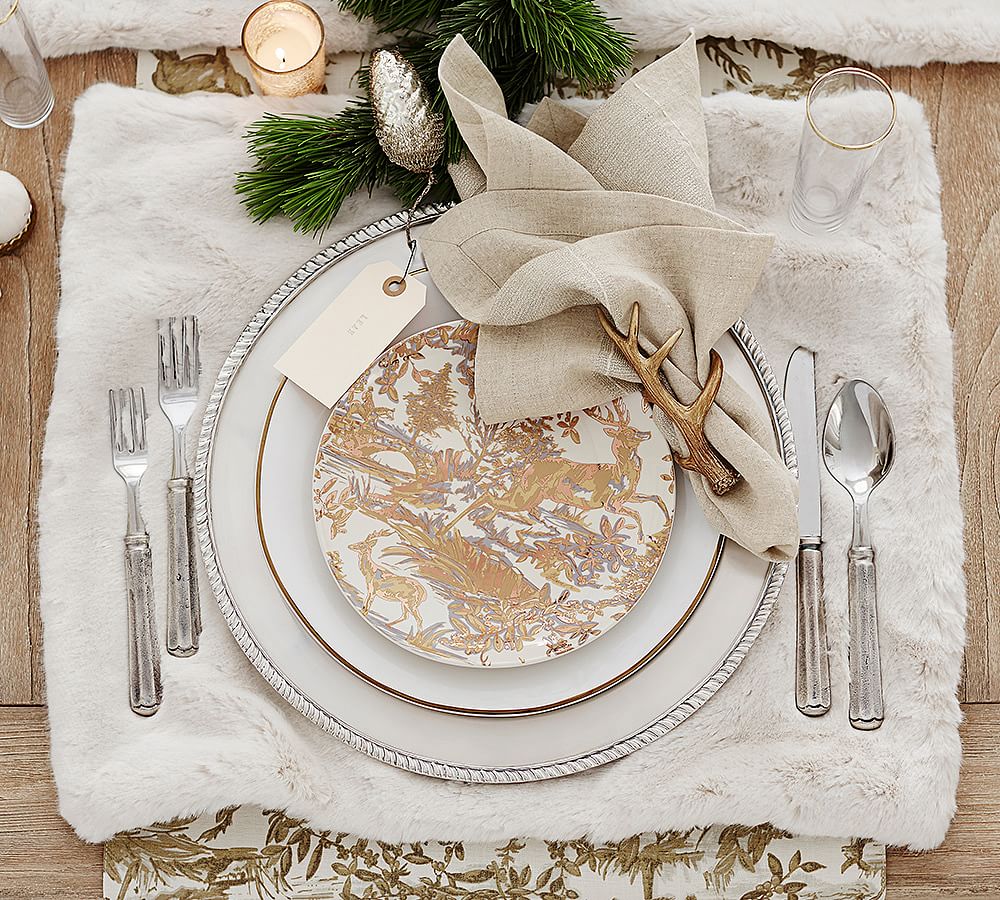 Ivory Alpaca Faux Fur Placemat Pottery Barn