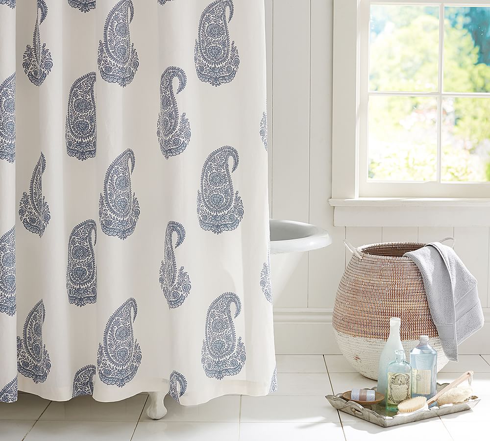 Rayna Paisley Linen/Cotton Shower Curtain Pottery Barn