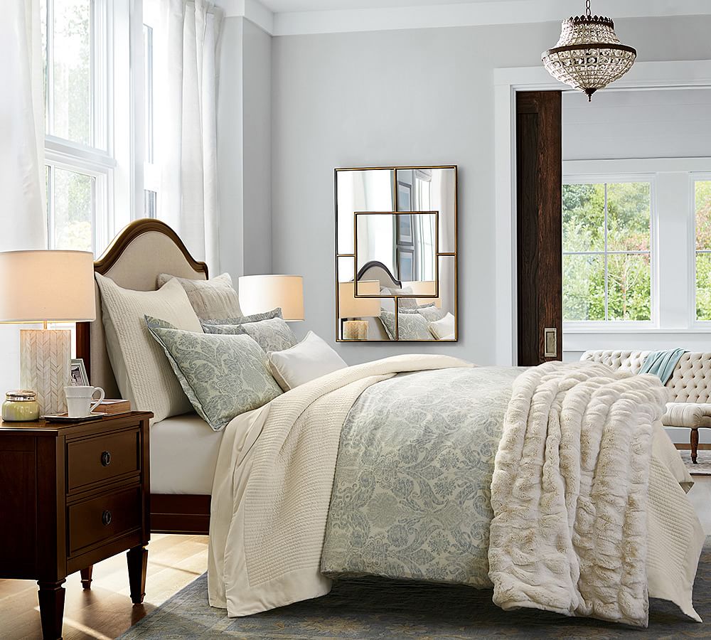 Samantha Damask Sateen Patterned Duvet Cover & Sham Pottery Barn