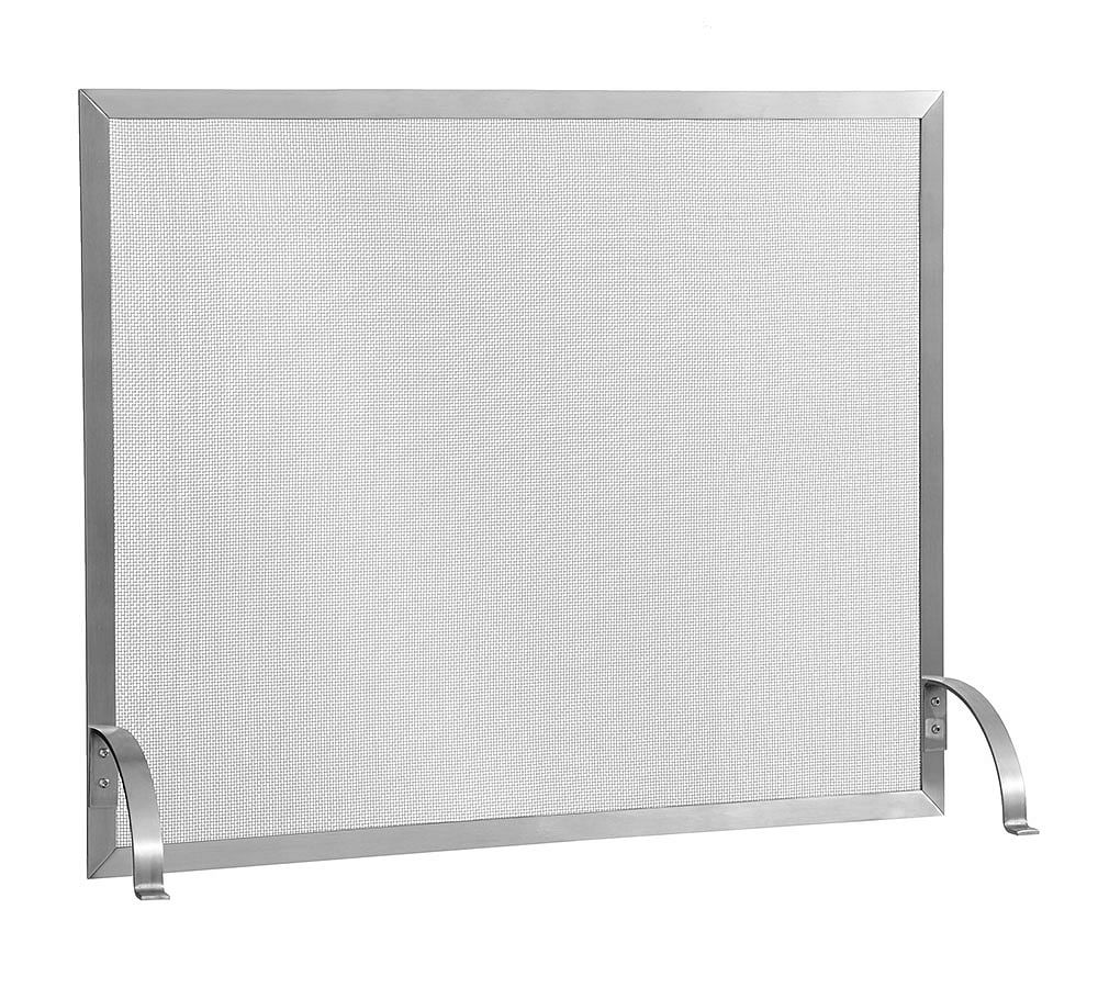 Single Newport Stainless Steel Fireplace Screen Pottery Barn