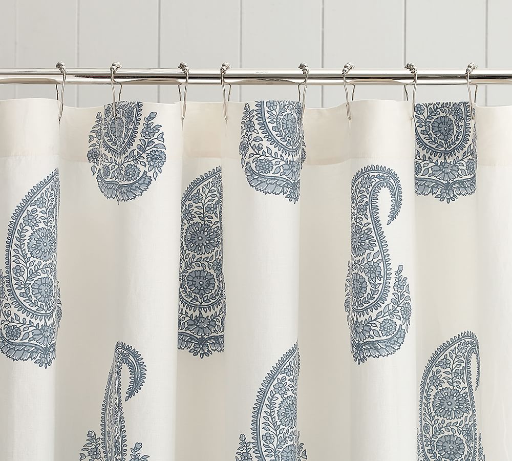 Rayna Paisley Linen/Cotton Shower Curtain Pottery Barn