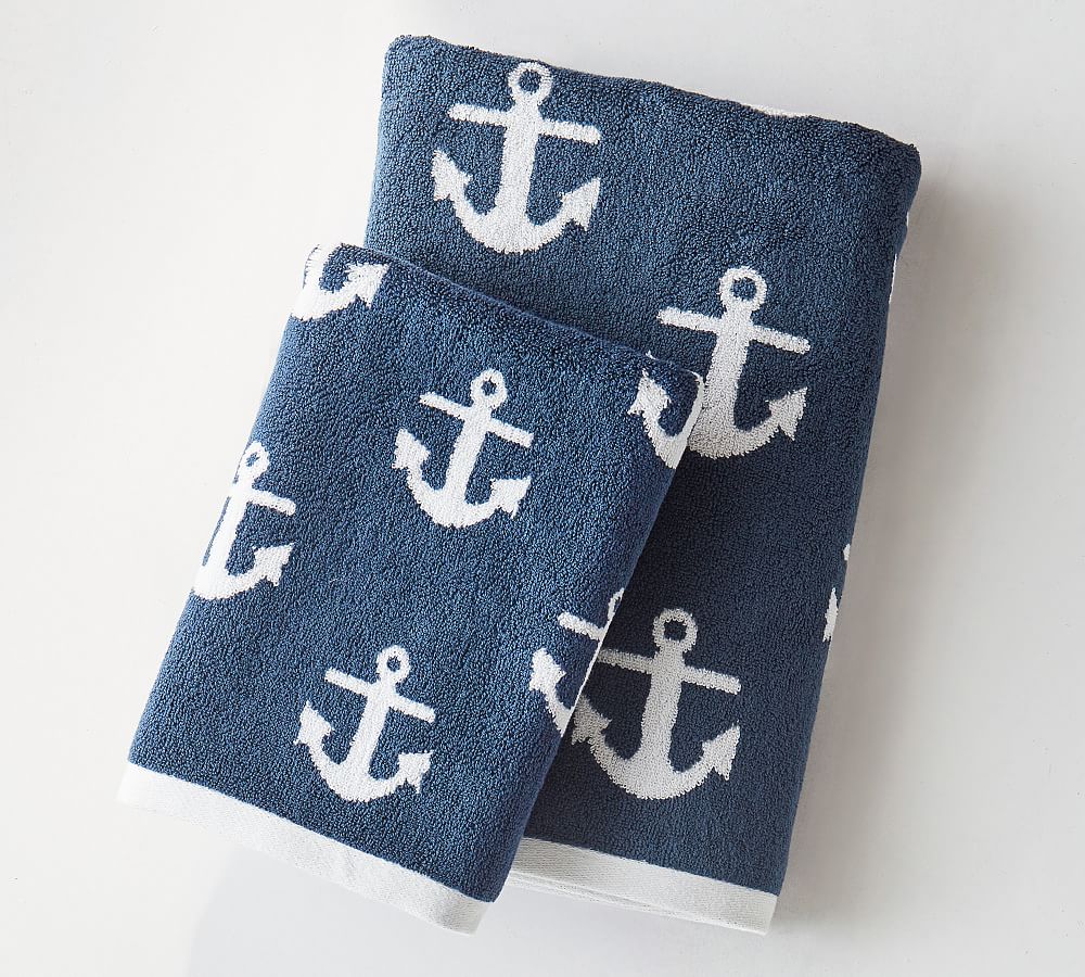 Anchor Jacquard Reversible Organic Towel Pottery Barn