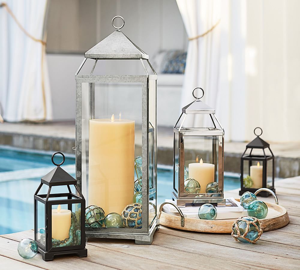 Malta Glass & Metal Lantern Galvanized Finish Pottery Barn