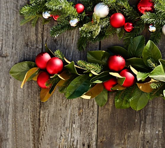 Outdoor Ornament Magnolia Garland - Red | Pottery Barn