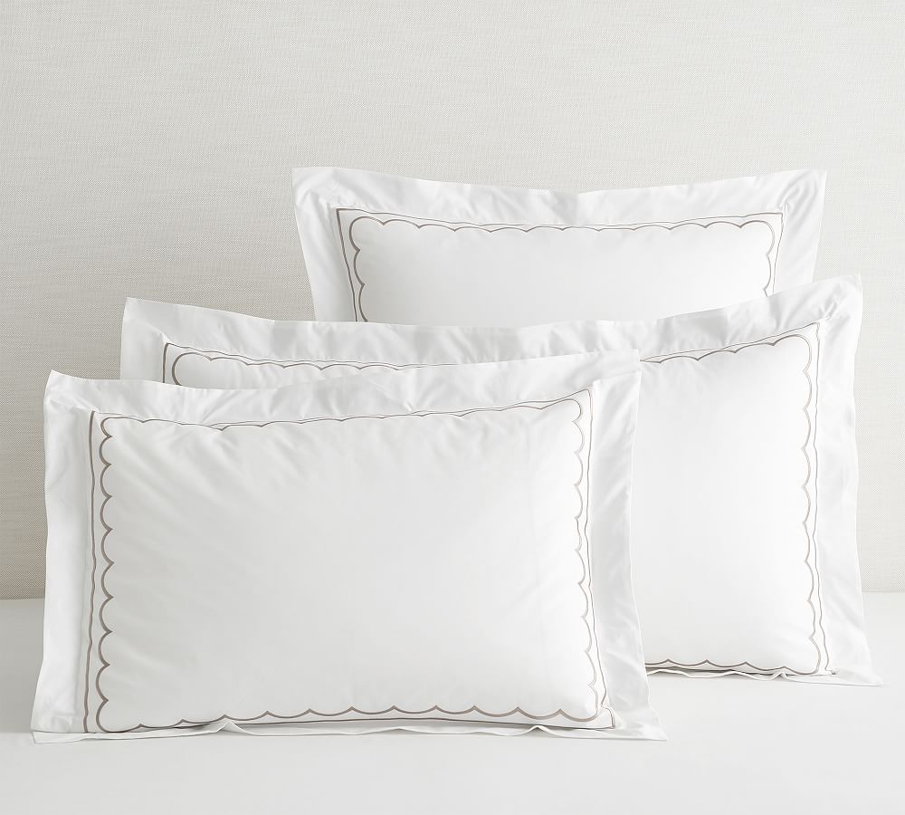 Scallop Border Embroidered Organic Pillow Sham Pottery Barn