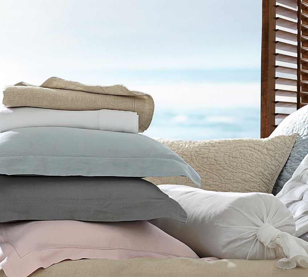 Linen Knot Bolster Decorative Pillow Cover Pottery Barn