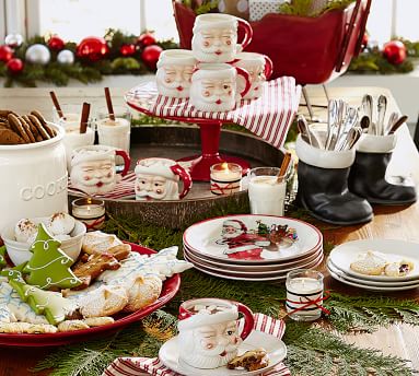 Painted Santa Claus Dinnerware | Pottery Barn