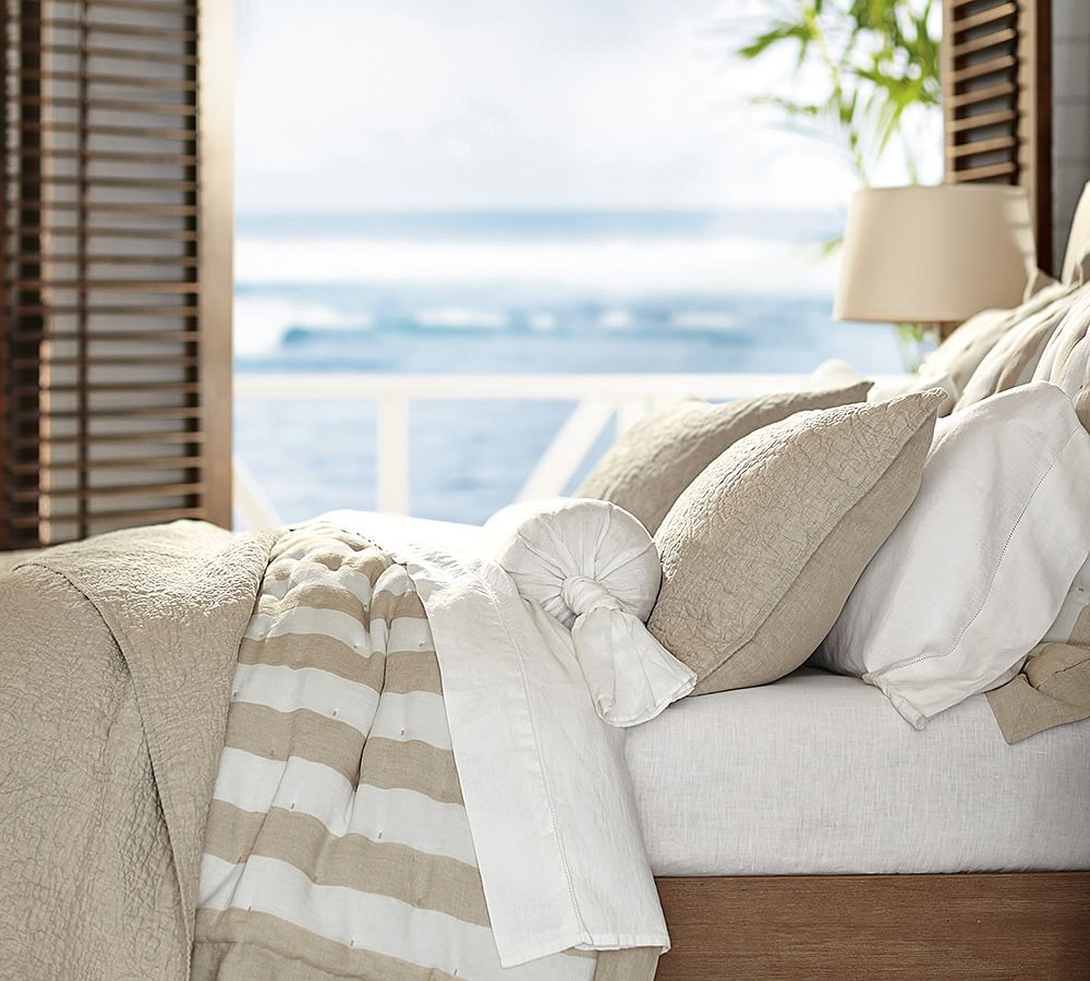 Linen Knot Bolster Decorative Pillow Cover Pottery Barn