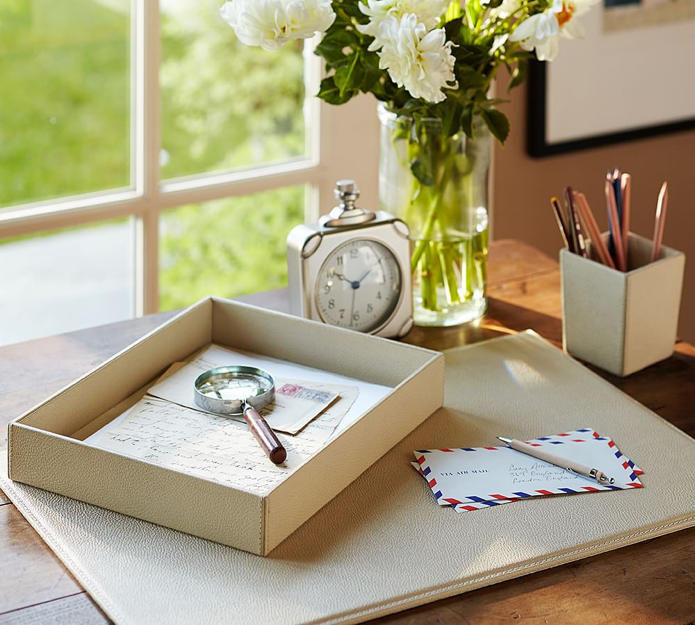 Pebble Leather Desk Blotter Pottery Barn