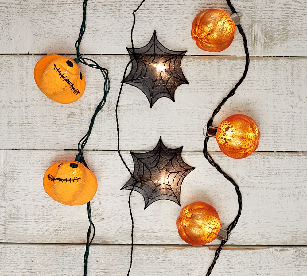 Orange Mercury Glass Pumpkin String Lights Pottery Barn