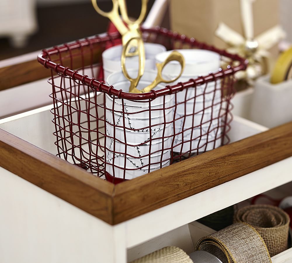 Red Wire Storage Basket Set of 2 Pottery Barn
