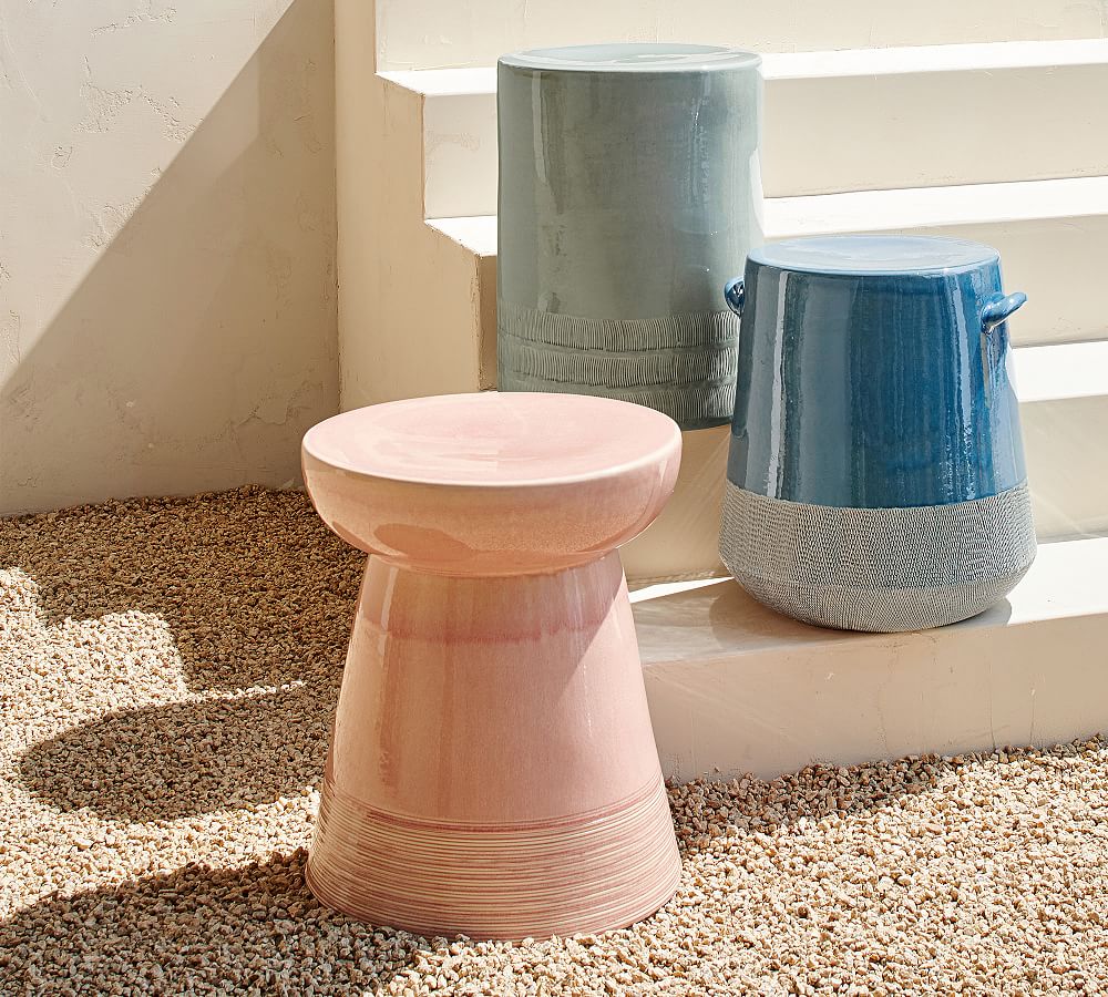 Sage Ceramic Outdoor Side Table Pottery Barn