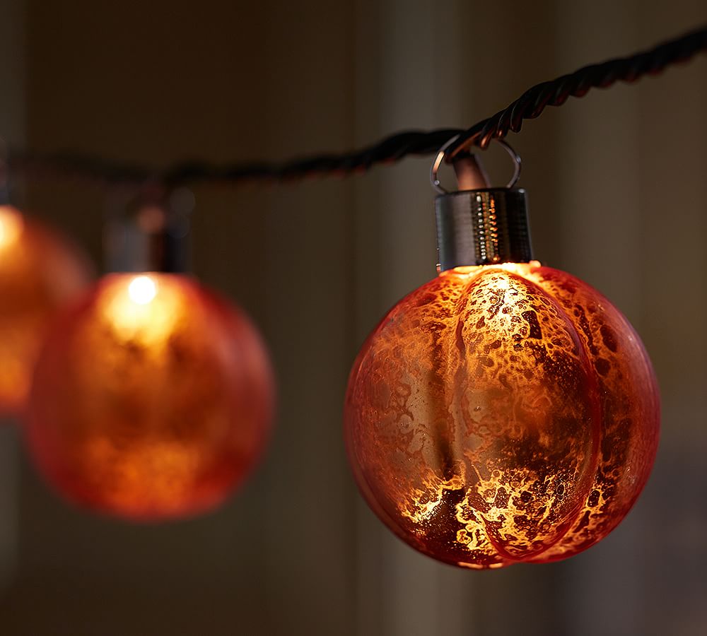 Orange Mercury Glass Pumpkin String Lights Pottery Barn