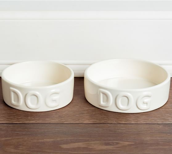 Classic Dog Bowl, Set of 2 - White | Pottery Barn