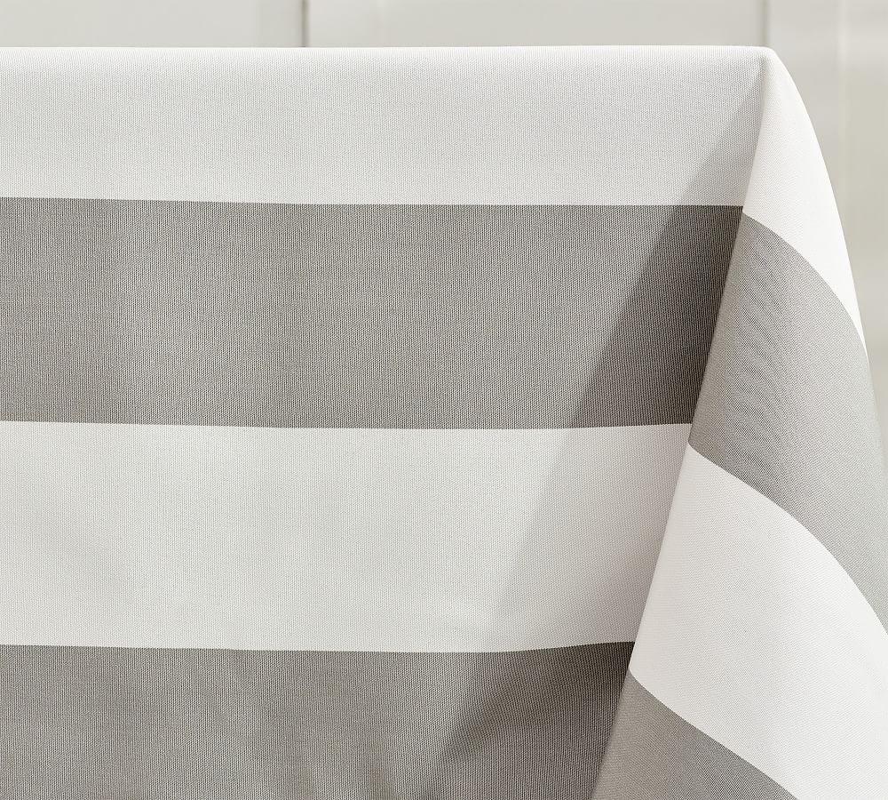 OPEN BOX Sunbrella® Awning Stripe Indoor/Outdoor Tablecloth Pottery Barn