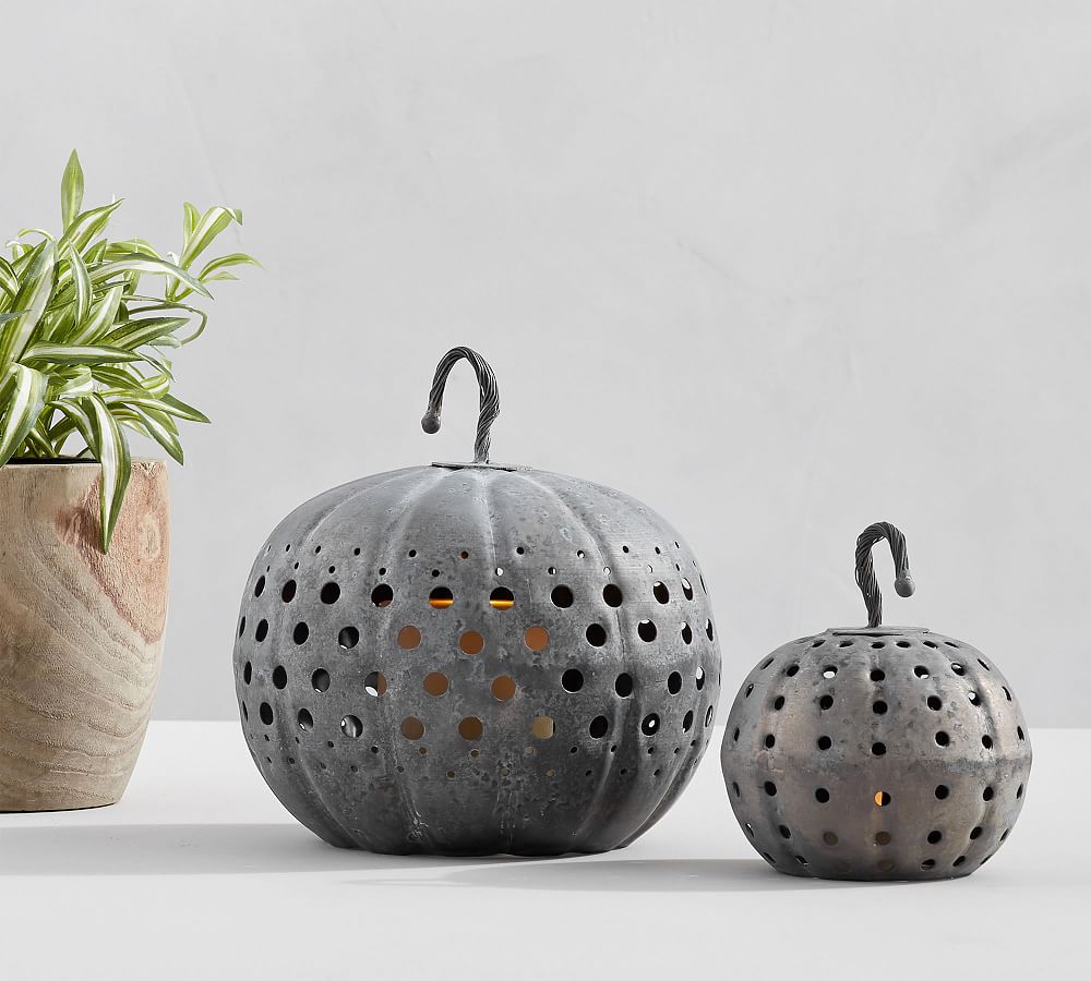 Galvanized Metal Pumpkins Candle Holder Pottery Barn