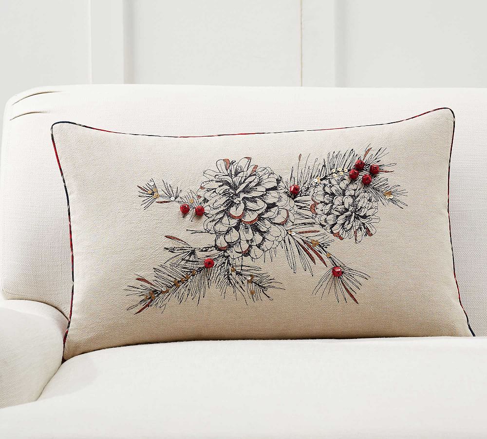 Tarak Embellished Pinecone Lumbar Throw Pillow Cover Pottery Barn