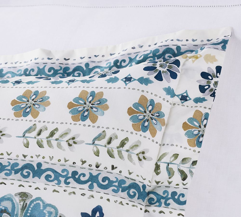 Lila Reversible Organic Percale Patterned Duvet Cover & Sham Pottery Barn