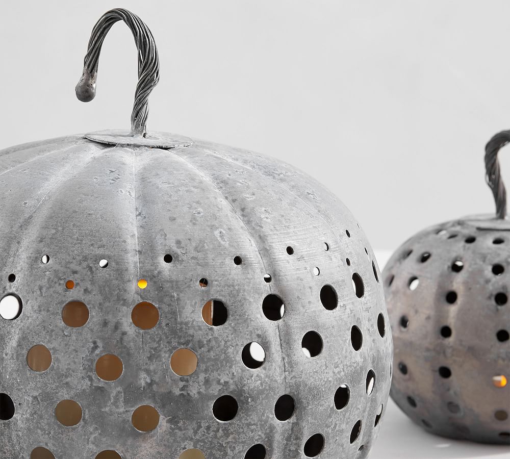 Galvanized Metal Pumpkins Candle Holder Pottery Barn