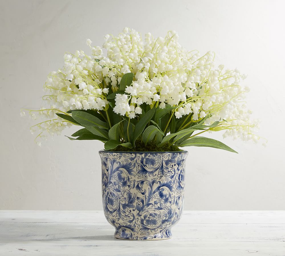 Faux Lily of the Valley in Pot Artificial Flowers Pottery Barn