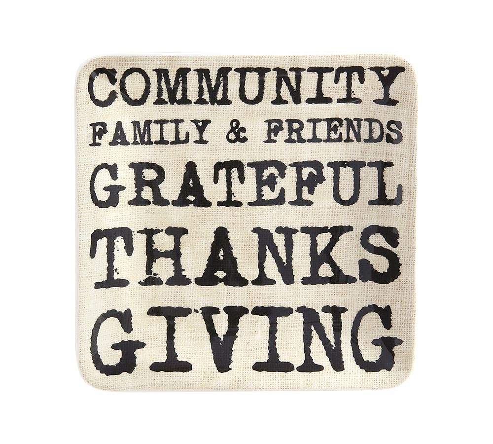 Thanksgiving Sentiment Appetizer Plate, Set of 4 Pottery Barn