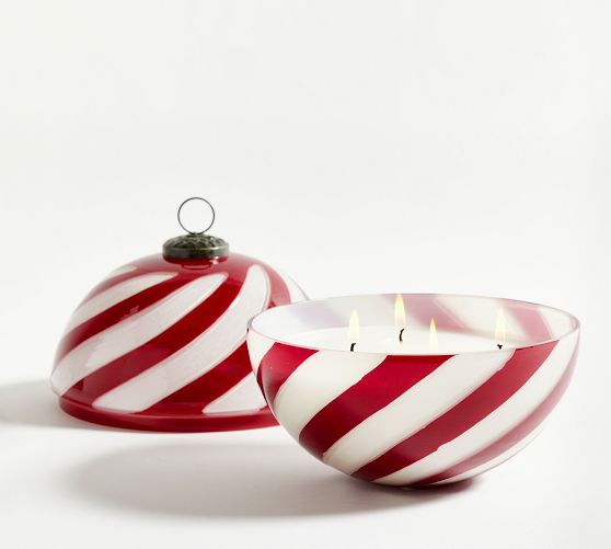 Ornament Shaped Scented Candles - Frosted Peppermint | Pottery Barn