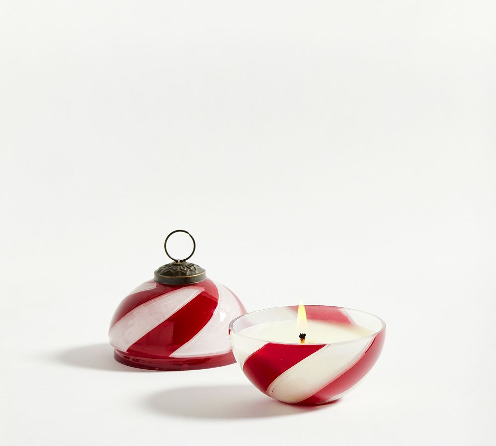 Ornament Shaped Scented Candles Frosted Peppermint Pottery Barn