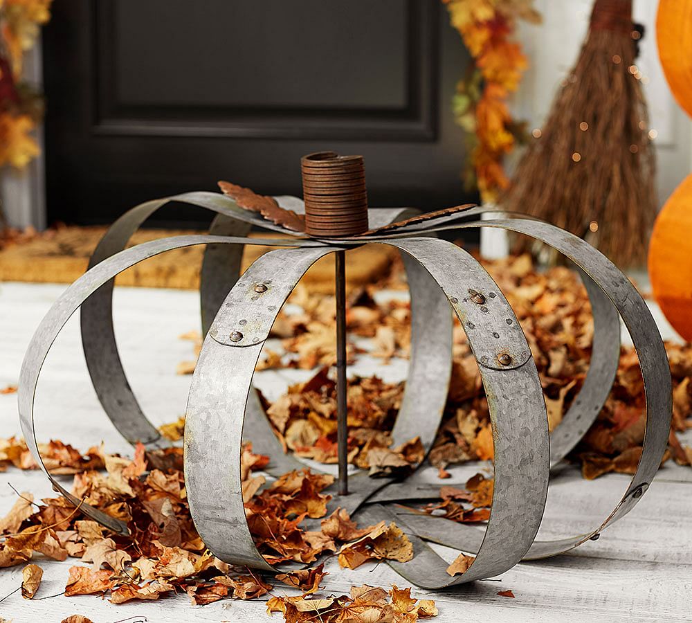 Outdoor Galvanized Pumpkin Decorative Objects Pottery Barn