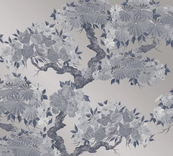 Kimono Blue Silk Removable Wallpaper | Pottery Barn