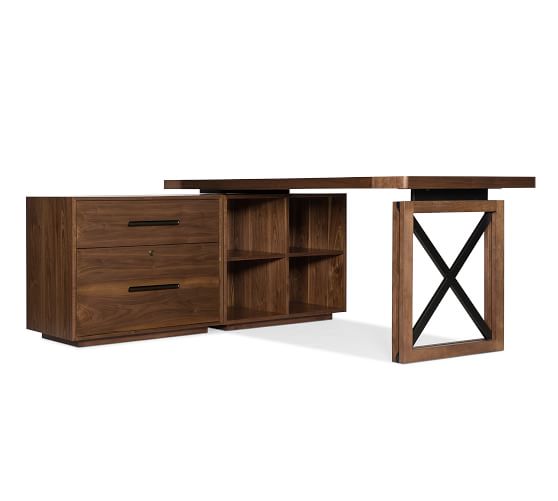 Daniel L-Shape Desk with File Cabinet | Pottery Barn