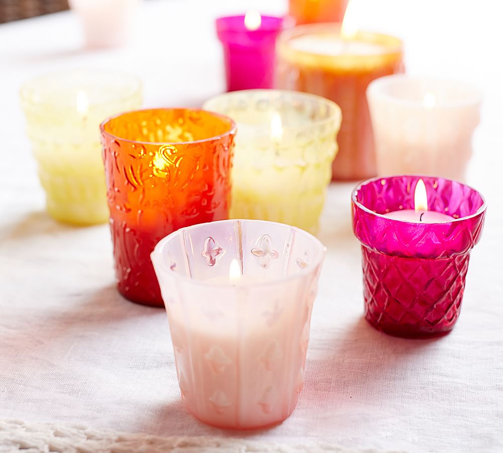 Pressed Milk Glass Votives Set of 4 Candle Holder Pottery Barn